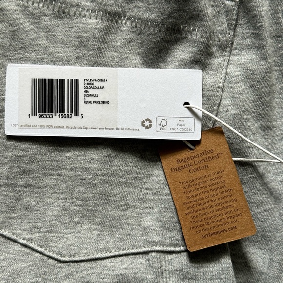 Outerknown Groovy Tee Organic Cotton Dress w/ Pockets Heather Grey Small NWT - Picture 9 of 10